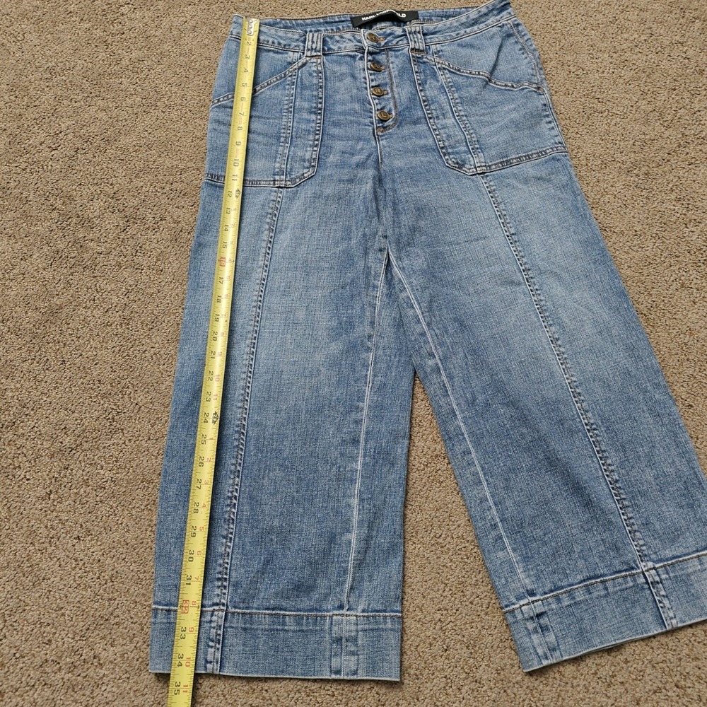 Karl Lagerfeld Paris Womens 12P Blue Wide Leg Crop Button Fly Jeans LQ5T2249 - Picture 14 of 15